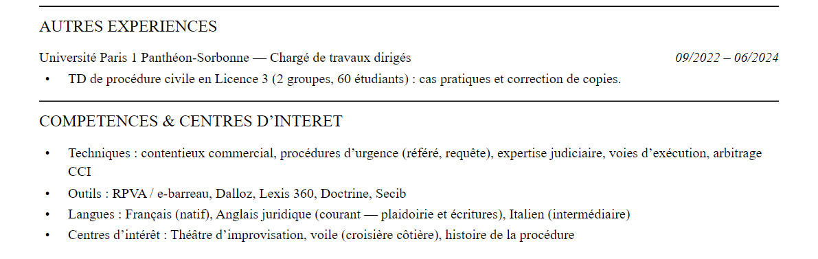 Compétences et centres d’intérêt