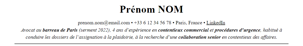 En-tête et accroche