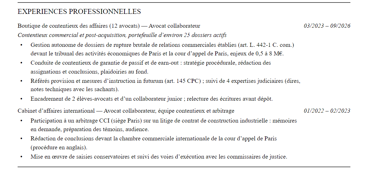Expériences