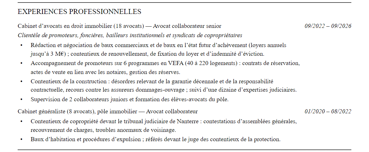 Expériences