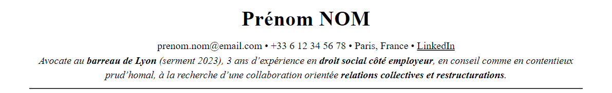En-tête et accroche