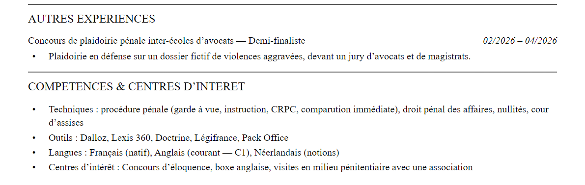 Compétences et centres d’intérêt