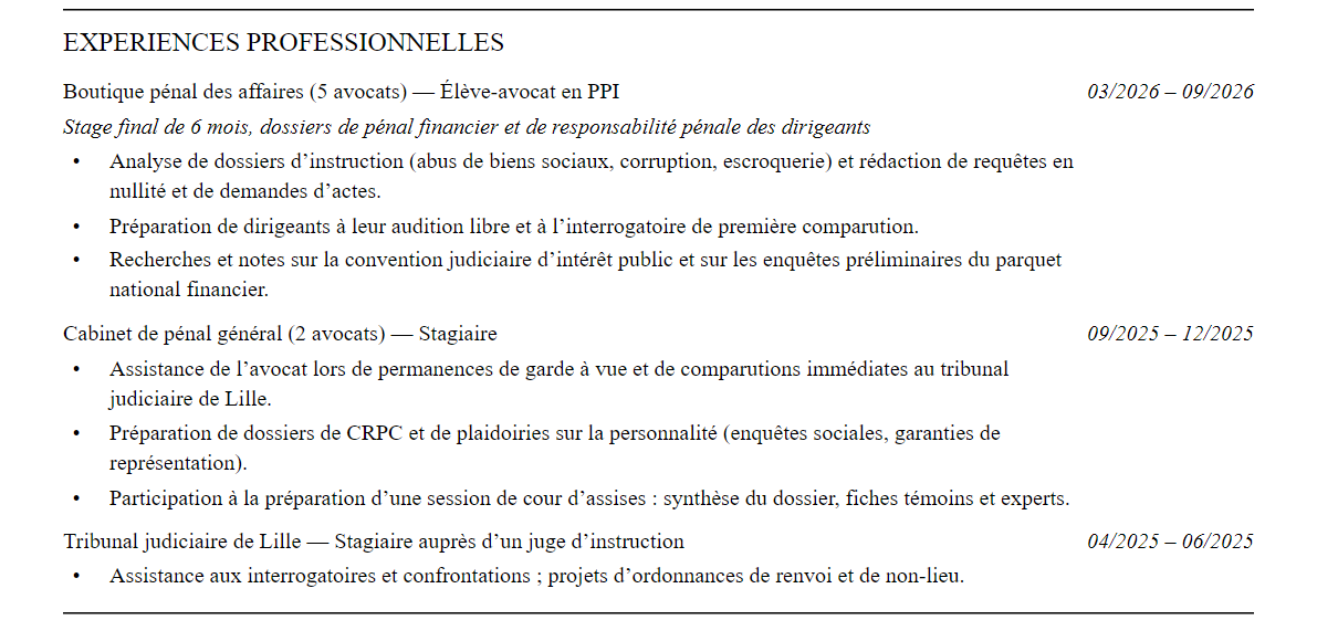 Expériences