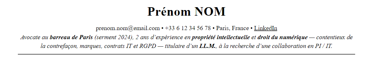 En-tête et accroche