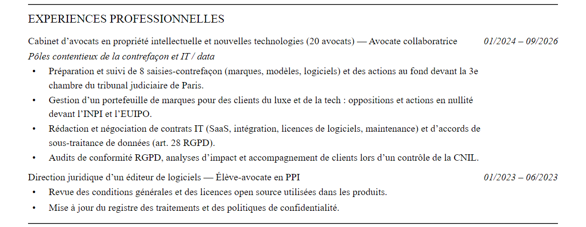 Expériences
